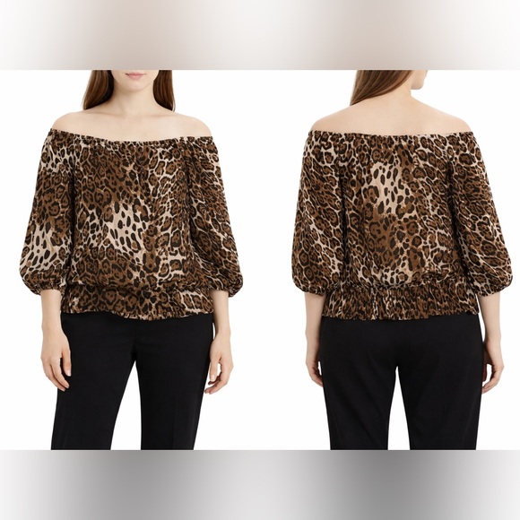 HeartSoul Tops - HeartSoul Animal Print Off-Shoulder Blouse